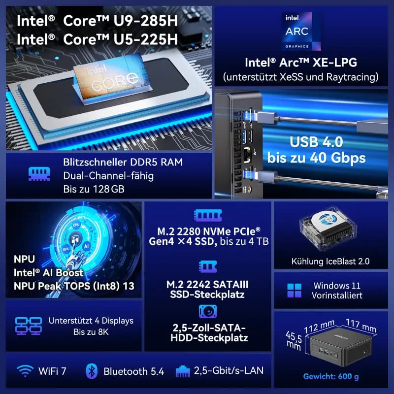 GEEKOM IT15 Mini AI PC | Intel® Core™ U9-285H