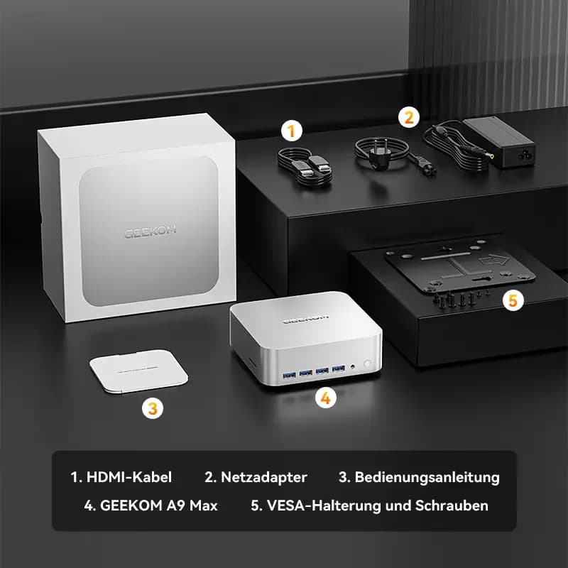Geekom A9 Mini-PC Verpackungsinhalt