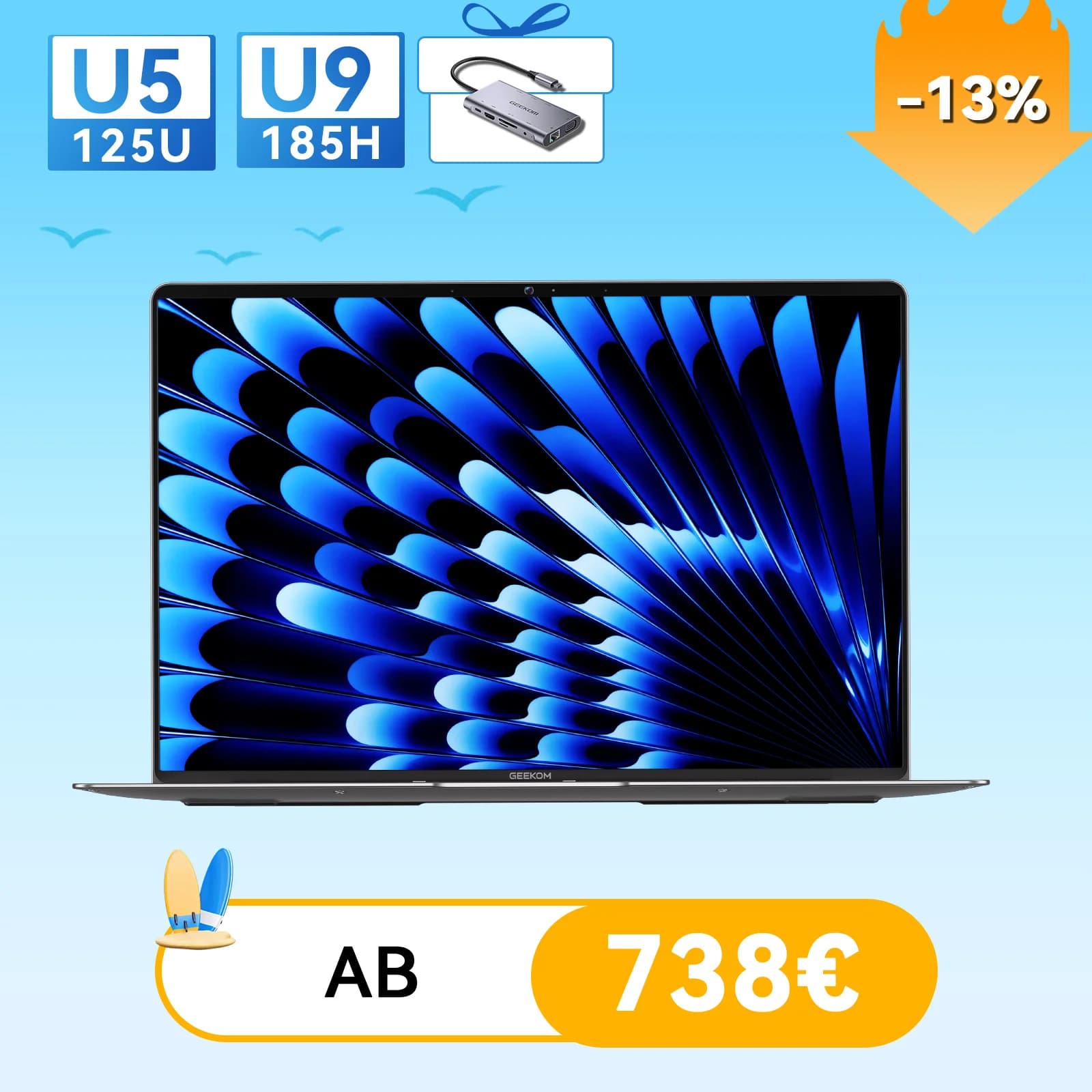 GEEKOM GeekBook X14 Pro 14-Zoll Laptop | U5-125U | U9-185H