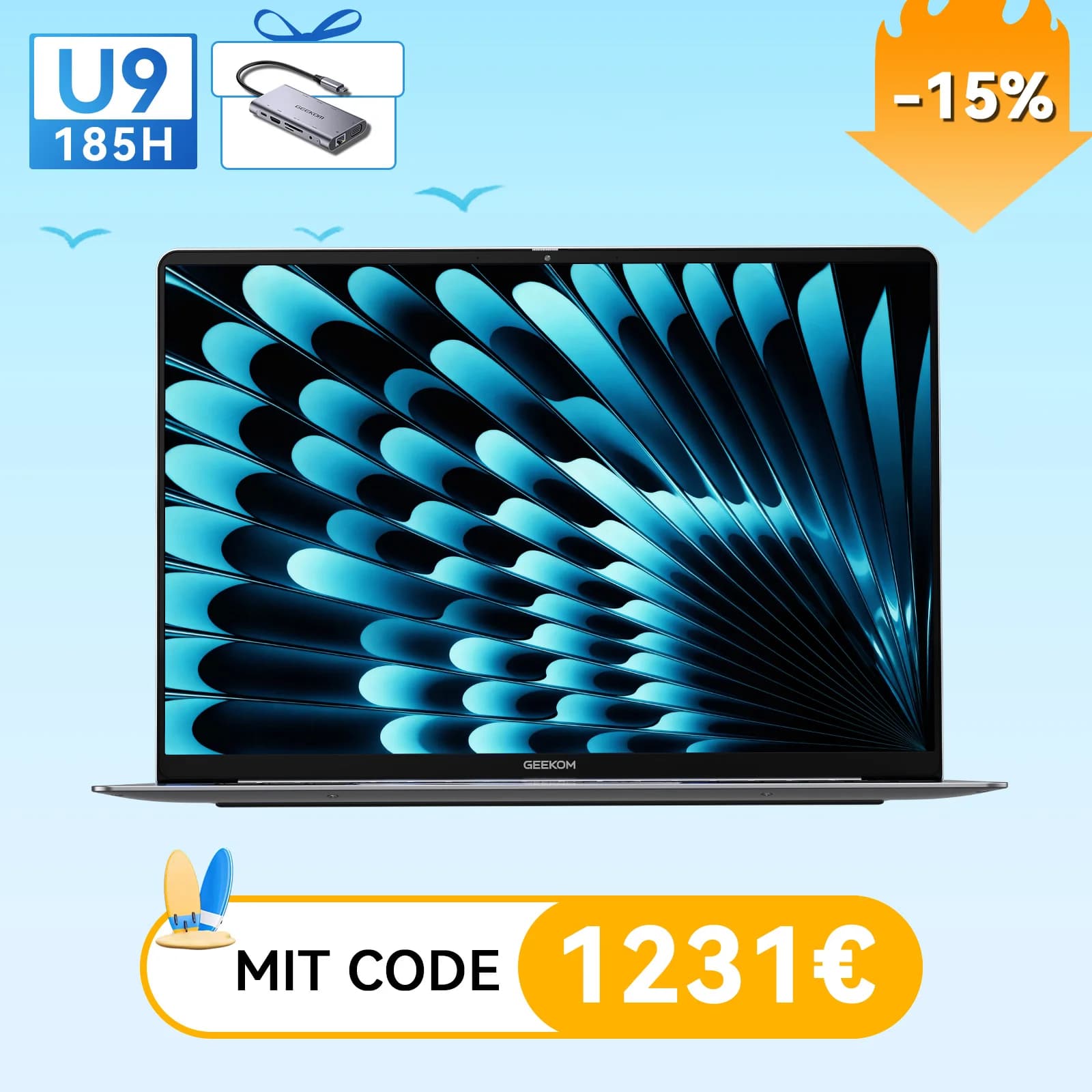 GEEKOM GeekBook X16 Pro 16-Zoll Laptop | U5-125H | U9-185H