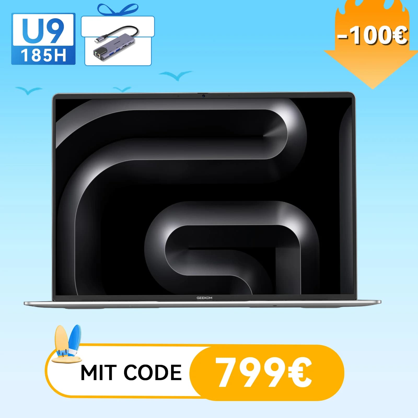 GEEKOM GeekBook M16 16-Zoll-Laptop | U9-185H