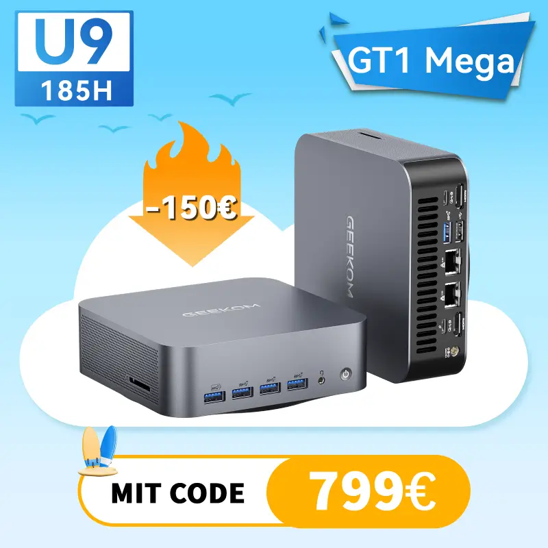 GEEKOM GT1 Mega Mini AI PC | Intel® Core™ U9-185H