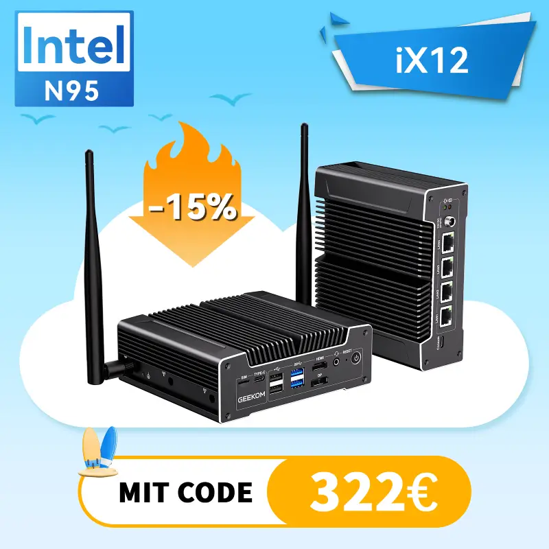 GEEKOM iX12 lüfterloser Mini-PC | Intel® Prozessor N95