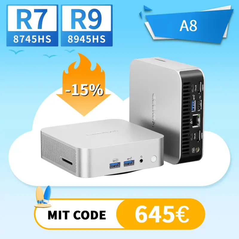 GEEKOM A8 Mini-PC | AMD R7-8745HS | R9-8945HS
