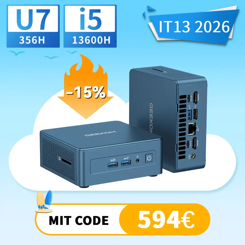 GEEKOM IT13 Mini-PC 2026 Edition | Intel® Core™ U7-356H | i5-13600H