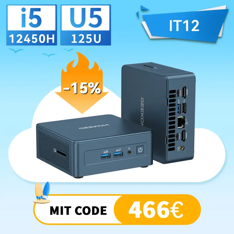 GEEKOM IT12 2026 Edition Mini-PC | Intel® Core™ i5-12450H | U5-125U