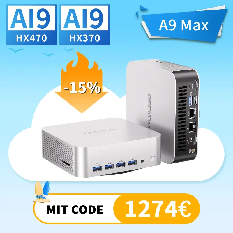 GEEKOM A9 Max Mini AI PC 2026 Edition | AMD Ryzen™ AI 9 HX 470