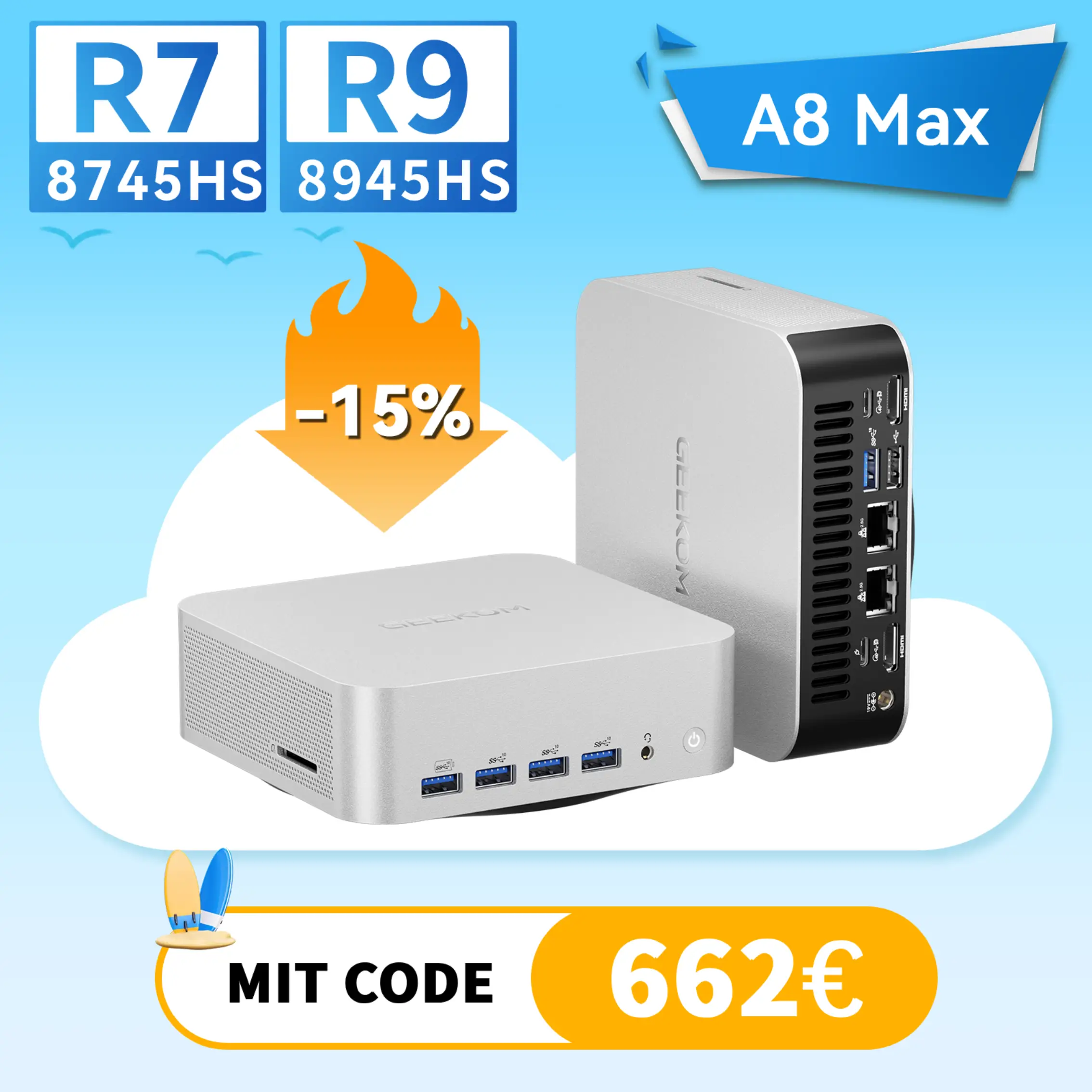 GEEKOM A8 Max Mini-PC | AMD R7-8745HS | R9-8945HS